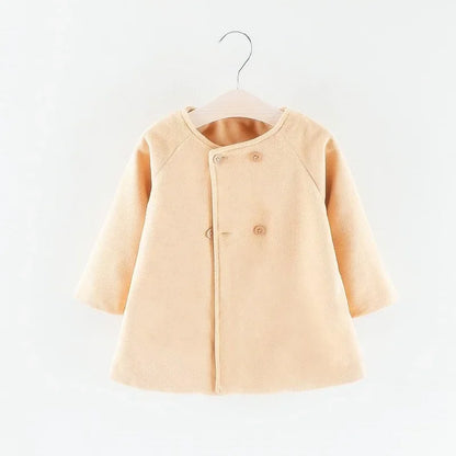 Autumn and Winter New Fashion Solid Color Baby Girls' Coat Korean Style Children's Long Sleeve Clothing (0-3 Years Old)