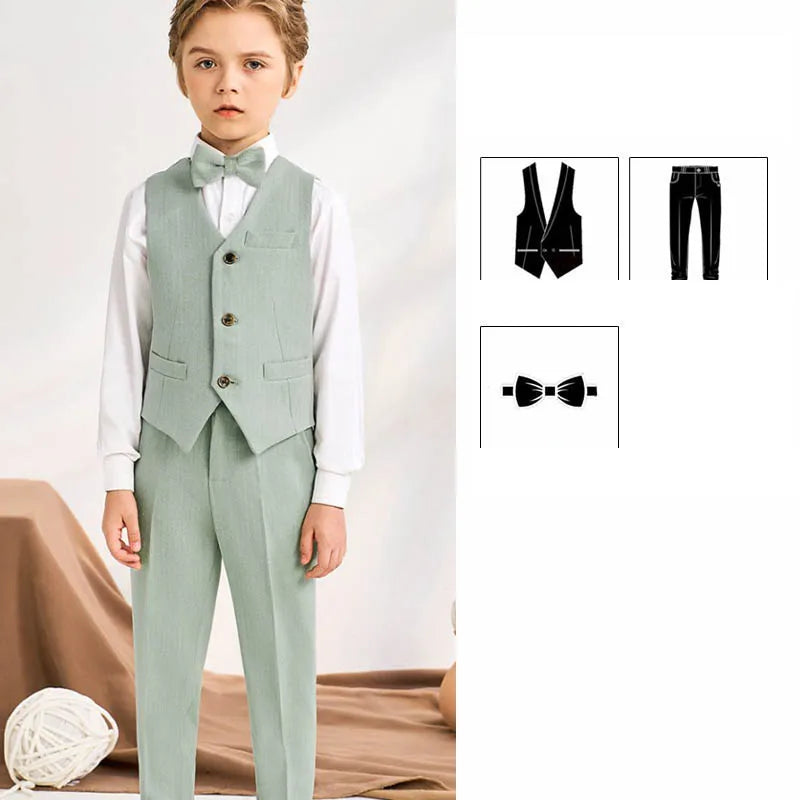 Children Light Green Piano Party Dress Kids Formal Ceremony