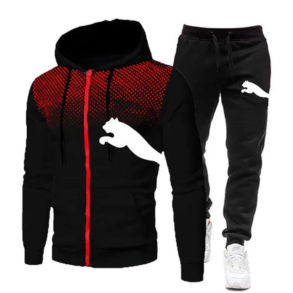 Fall/Winter Menswear fashion Designer Clothing Zipper hooded jacket + pantsuit Jogging street sportswear two-piece set