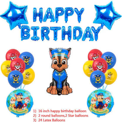 PAW Patrol Birthday Party Decoration Toy Hat Kids Gift Aluminum Foil Balloon Dog Chase Marshall Skye Rubble Disposable Tableware