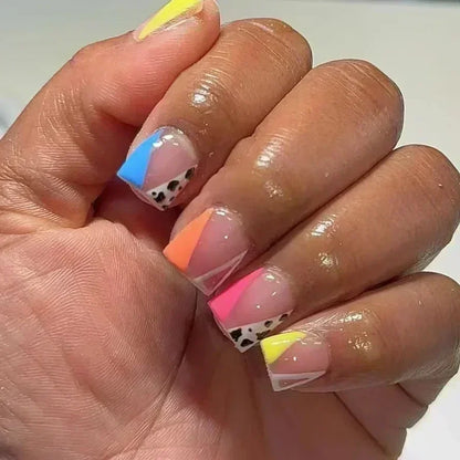24Pcs French Tip  Press on Nails Short Coffin False Nails Simple Wearable Fake Nails Frosted Full Cover Press on Nail Tips Art