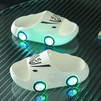 Childrens's Luminous Slippers Car Shape Boys Girls Fashion Cute Shoes Bathroom Children Toddler Slippers