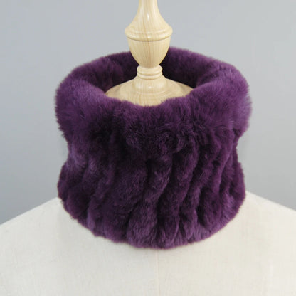 Good Elastic Rex Rabbit Fur Ring Scarves Winter Warm Women Genuine Rex Rabbit Fur Scarf Knitted Real Natural Fur Wraps Headbands