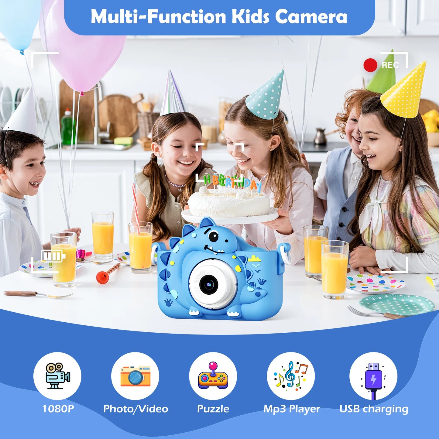 Mini Kids Cameras Cute Digital Children Camera With 32G Card Educational Toys 1080p HD Video Shooting For Baby Birthday Gifts