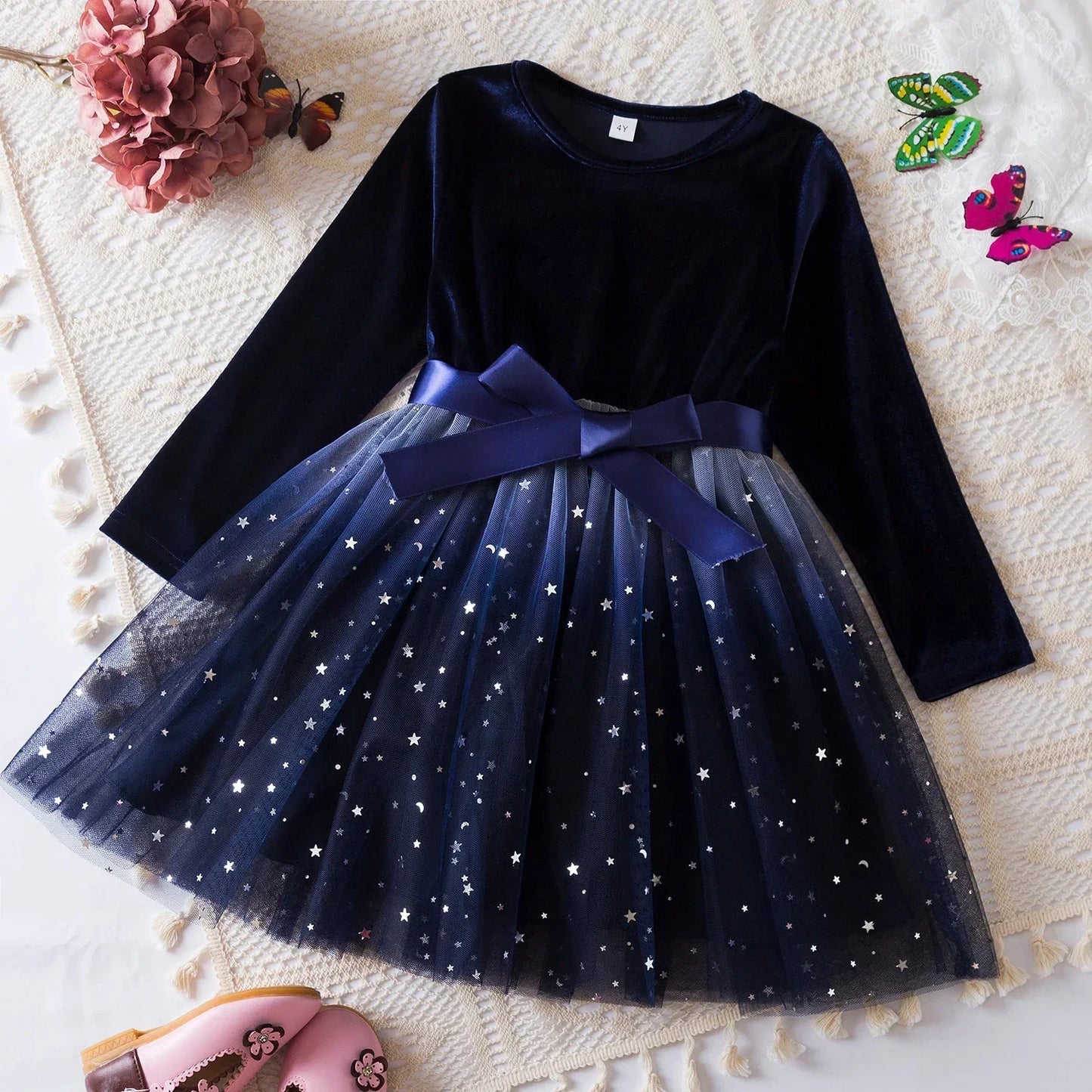 Kids Girls Dress for Sequin Long Sleeve Princess Party Dress