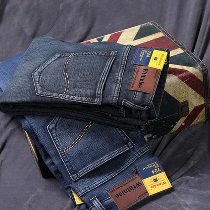 Winter Warm Fleece Classic Retro Jeans Men Thicken Stretch Blue Denim Pants Velvet Flocking Plush Trousers Male Streetwear