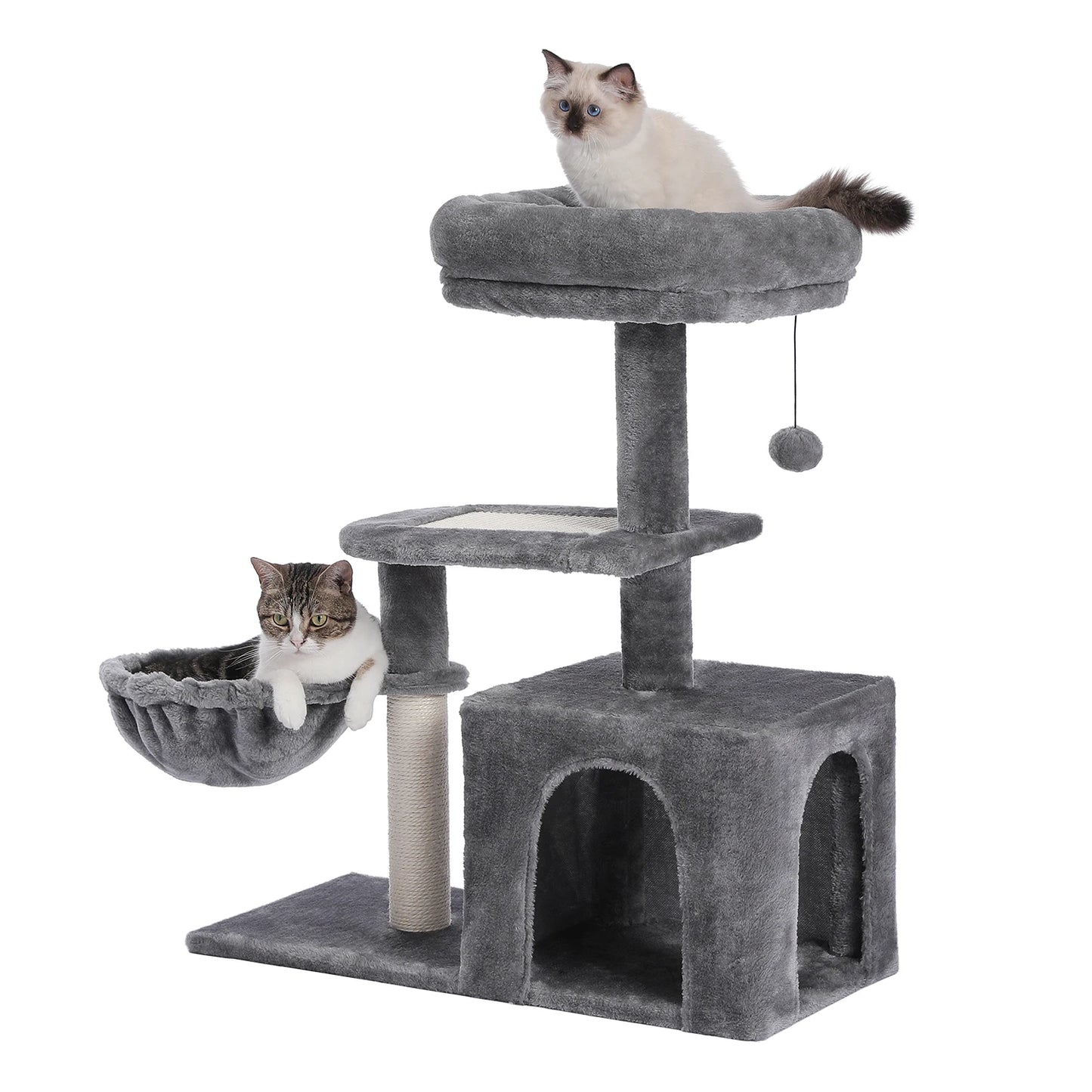 H80CM Small Cat Tree House Condo for Indoor Kitten Large Top Perch Natural Sisal Scratching Posts for Climbing Scratcher Board