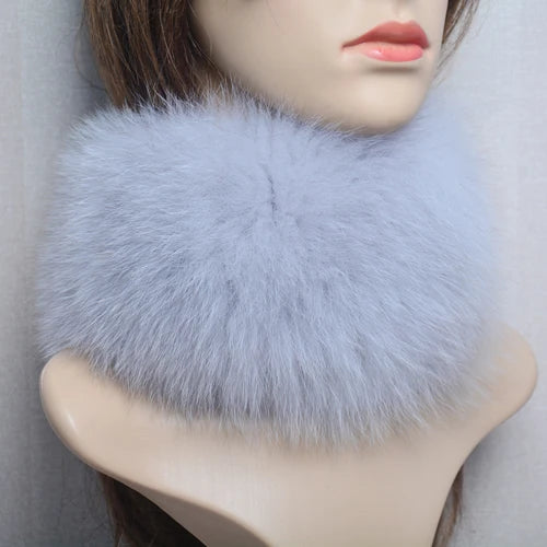 New Luxury Women Outdoor Fox Fur Ring Scarf Winter Good Elastic Knit Real Fox Fur Scarves Neck Warmer Natural Fur Headband Wrap
