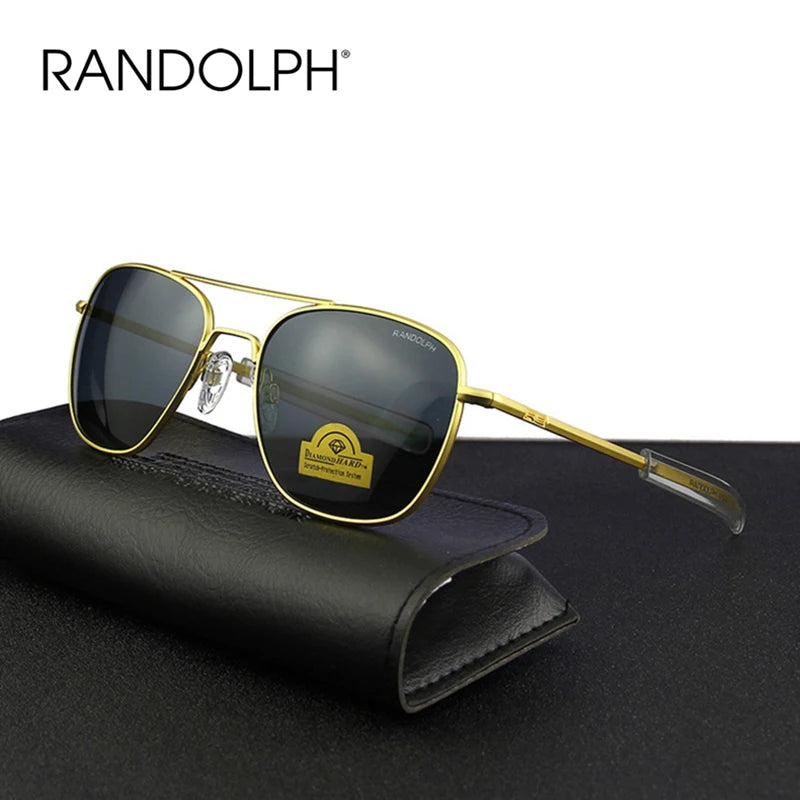 RANDOLPH RE Sunglasses Men American Army Military Aviation Pilot Sun Glasses AGX Tempered Glass Lens Woman Luxury Brand Vintage