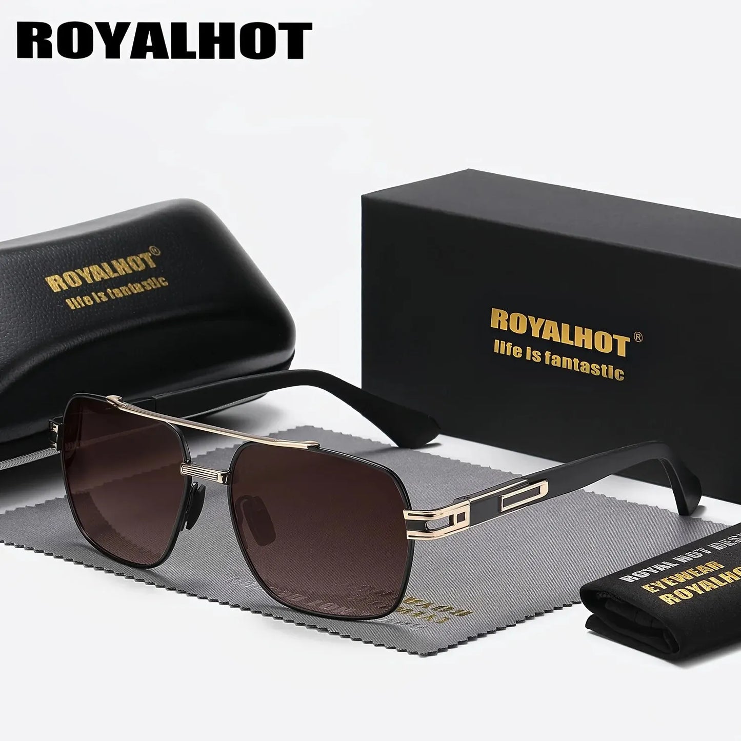 RoyalHot Unisex Polarized Classic Metal Oval Border Sunglasses