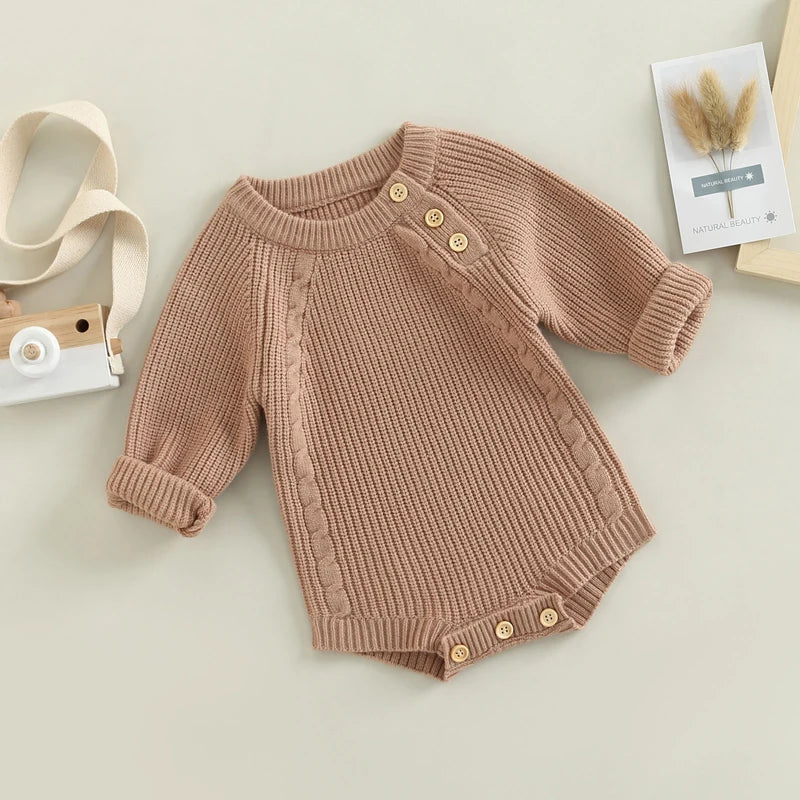 Newborn Infant Baby Girl Boy Knit Sweater Romper Pullover Sweatshirt Fall Winter Baby Clothes Warm Romper Bodysuits