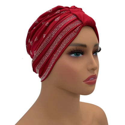 Summer Breathable Muslim Turban Cap Diamonds Under Scarf Hat Fashion Inner Hijab Bonnet