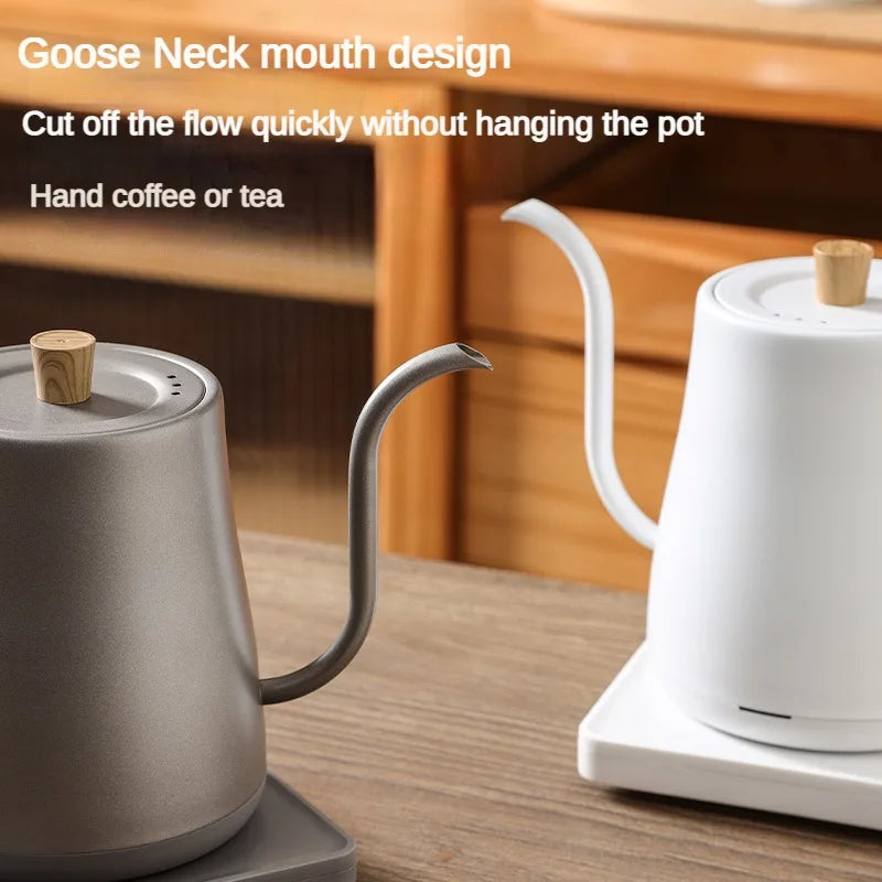 Electric Kettle 1000W Gooseneck Electric Pot  Electric Water Heater Teapot 0.8L Wood Grain Hand Brew Gooseneck Jug Pot 110V/220V