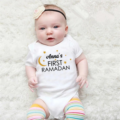 New Custom Name First Eid/Ramadan Baby Rompers Newborn Baby Ramadan Jumpsuits Eid Mubarak Baby Boys Girls Clothing Outfits Gifts