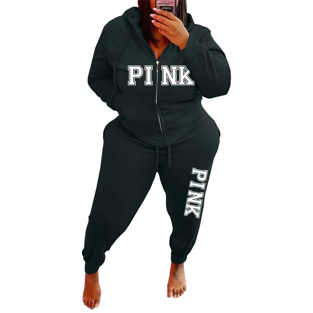 Tracksuit Women's Letter Pattern Plus Size Clothing Two Piece Sets Long Sleeved Hoodies Fashion Winter Sportswear Wholesale