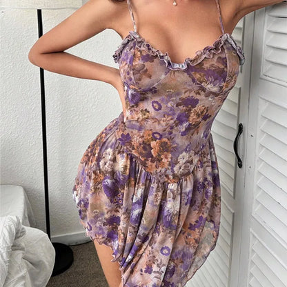 Ordinary nightgown Strap tight and comfortable high-end pure floral dress sexy tоy xxl Sleepwear for sleeping Pajamas dress xxx