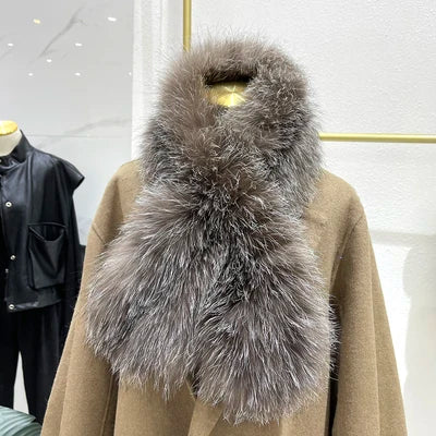 New Women Winter Warm Natural Fox Fur Scarf Ring Knit Real Fox Fur Lady Fashion Neckerchief Scarves Women Real Fur Bandana