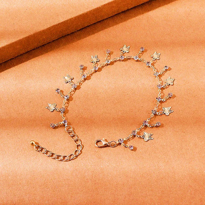 Vintage Boho Rhinestone Butterfly Pendant Anklet For Women Bohemian Summer Beach Anklets On Foot Ankle Bracelets Jewelry