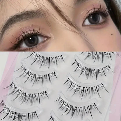 5 pairs of transparent stem wavy eyelash extensions - reusable, easy to apply, natural looking, enhancing eye appearance