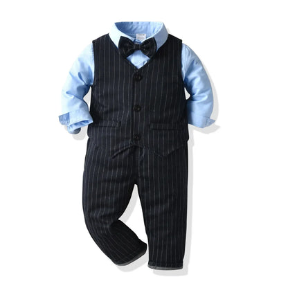 Boys Suits Clothes For Wedding Formal Party clothes Striped Baby Vest Shirt Pants Kids Boy Outerwear Clothing Set