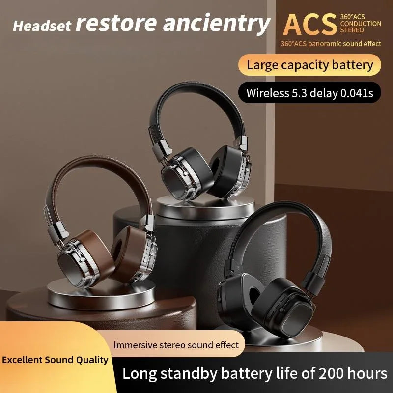 2025 New Retro On Ear Headphones Wireless Bluetooth Headsets