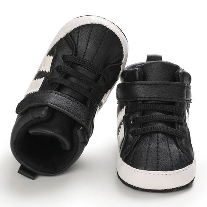 Black Fashion Casual Shoes Newborn Boys And Girls Non Slip First Walkers Infants Toddlers Comfortable Crib Shoes Kids Sneaker