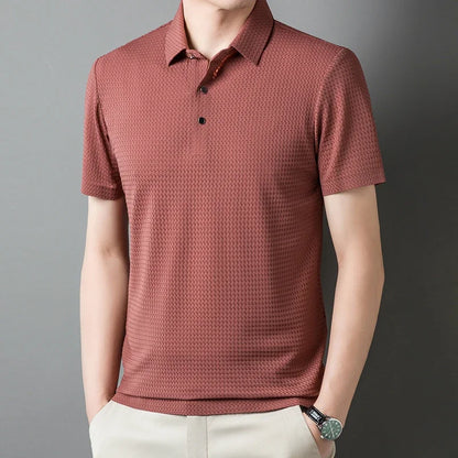 Summer New Men's Ice Silk Hollow Short-sleeved Polo Shirt Men T-shirt Brand Clothing Business Meeting Leisure Going Out