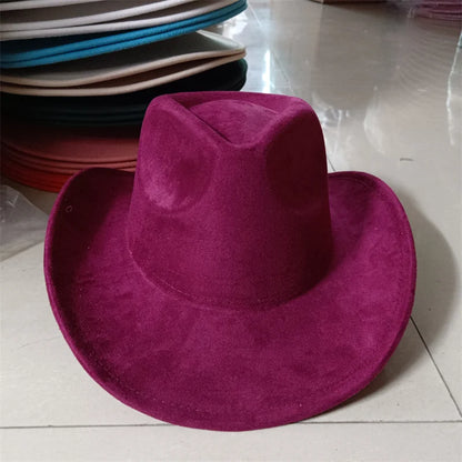 Western suede leather 7.5CM Western denim women's Fedora hat men's church jazz hat fashion travel party hat denim hat 2024