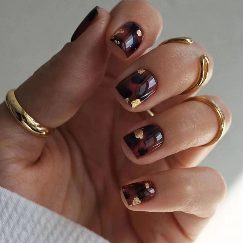 24Pcs Short Square Nude Fake Nails Art White Edge Glossy Artificial French False Nails Removable Full Cover Press on Nail Tips