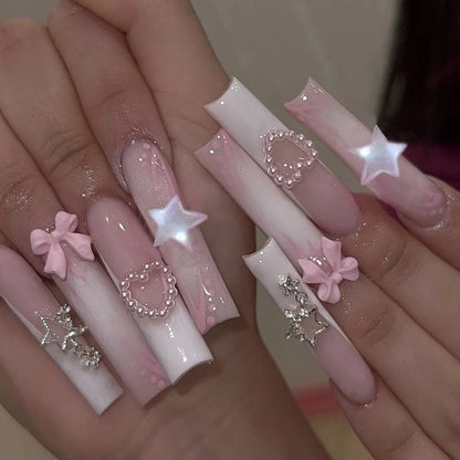 24Pcs Long Coffin Rhinestones Ballet Press