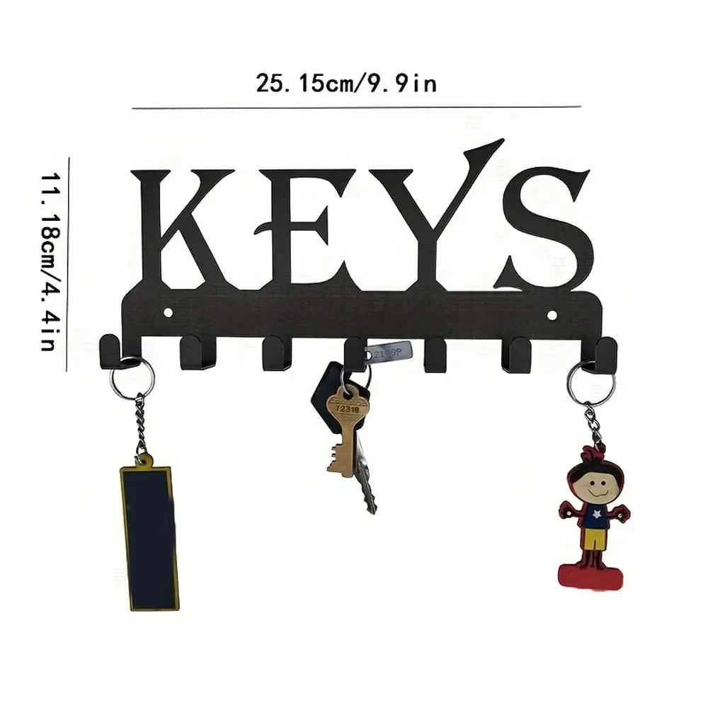 Elegant Black Metal Wall - Mounted Key Holder Hooks: An Exquisite Artistic Iron Coat Rack Ideal for Entryway and Kitchen Decor