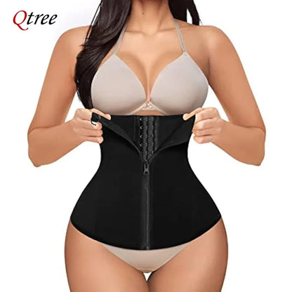 Qtree Waist Trainer for Women Corset Belly Cincher Tummy Control Bustier Shapewear Slimming Body Shaper Neoprene Workout Girdle