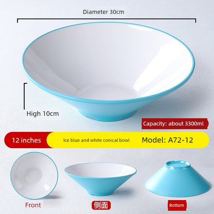 Melamine Rain-Hat Shaped Bowl Commercial Ramen Bowl River Snail Rice Noodle Bowl Noodle Restaurant Dedicated Noodles with Soy Sauce Wonton Pig's Knuckle Rice Spicy Hot Large Bowl