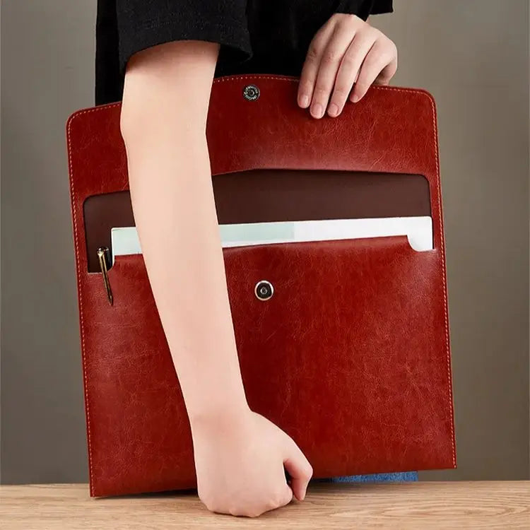 A4 A6 Leather File Folder Data Package Document Bag Fashion Briefcase Data Contract Bill File Bag School Office Supplies