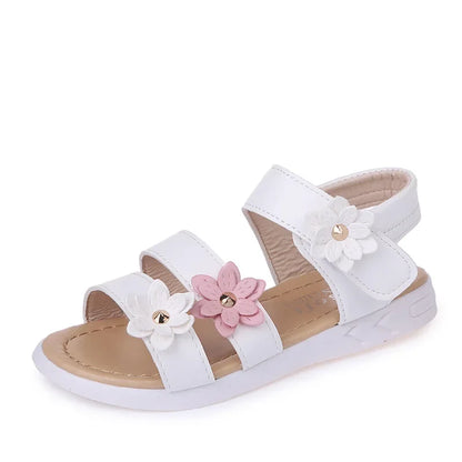 2024 Summer New Girls Sandals Kids Floral Sandals with 3 Flowers Princess Sweet for Wedding Party Dress Shoes Kids Sandals 21-36