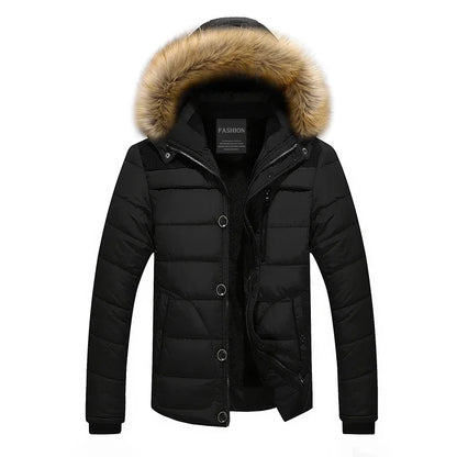 Fur Collar Hooded Parka Down Jackets Outerwear Thick Male Warm Overcoat Wool Liner Coat Winter New Men Warm Cotton Jacket Coats