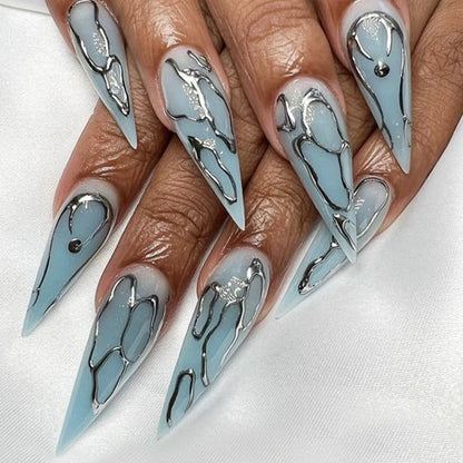 French Tip Press on Nails Long Coffin False Nails Press ons Acrylic Glue on Nails Full Cover False Nails Wearable Fake Nails Set