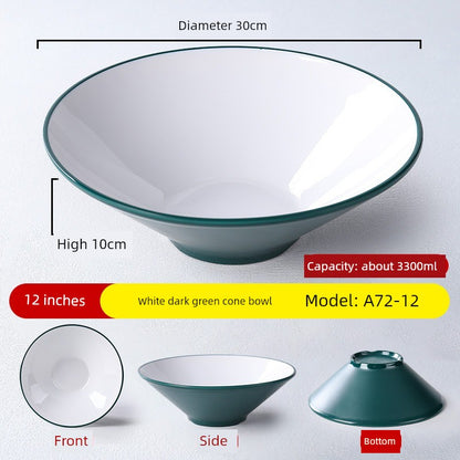 Melamine Rain-Hat Shaped Bowl Commercial Ramen Bowl River Snail Rice Noodle Bowl Noodle Restaurant Dedicated Noodles with Soy Sauce Wonton Pig's Knuckle Rice Spicy Hot Large Bowl