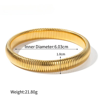 Stainless Steel Texture Flex Snake Chain Cuff Bracelet 18k Gold Plated Wide Bracelet Bangle Fashion