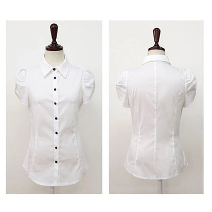 Women Short-sleeved Business Summer Shirt Plus Size Work Clothes Korean Style Women's White Short Sleeve Slim Fit Wear Blouse