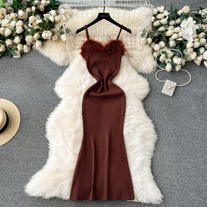 Chic Fashion Sexy Package Hips Knitted Summer Dress