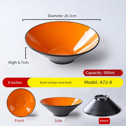 Melamine Rain-Hat Shaped Bowl Commercial Ramen Bowl River Snail Rice Noodle Bowl Noodle Restaurant Dedicated Noodles with Soy Sauce Wonton Pig's Knuckle Rice Spicy Hot Large Bowl