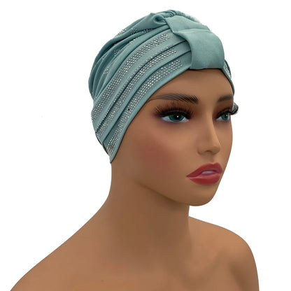 Summer Breathable Muslim Turban Cap Diamonds Under Scarf Hat Fashion Inner Hijab Bonnet