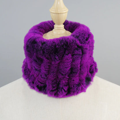 Good Elastic Rex Rabbit Fur Ring Scarves Winter Warm Women Genuine Rex Rabbit Fur Scarf Knitted Real Natural Fur Wraps Headbands