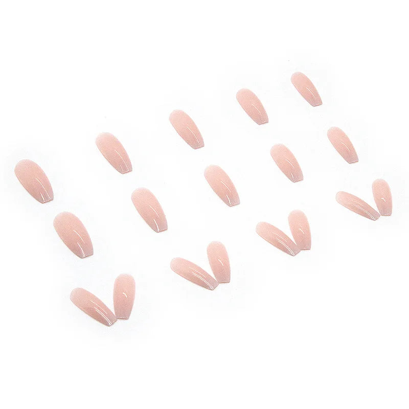 24 Pcs Medium-Long Coffin Press On Nails Pink Gradient Fake Nails Glossy French Style Reusable False Nails For girls QH-R485