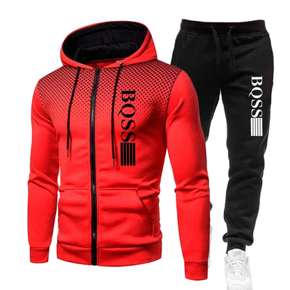 Men Clothing Spotted Sweatshirt Suit Hoodie and Pants Suit Mens Fashion Suits Men's Winter Clothes New Two Piece Set