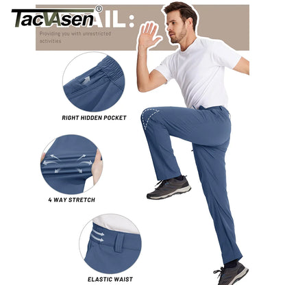 TACVASEN Waterproof Lightweight Hiking Pants Mens Ripstop Quick Dry Cargo Work Pant Outdoor Trekking Hard-wearing Trousers Male