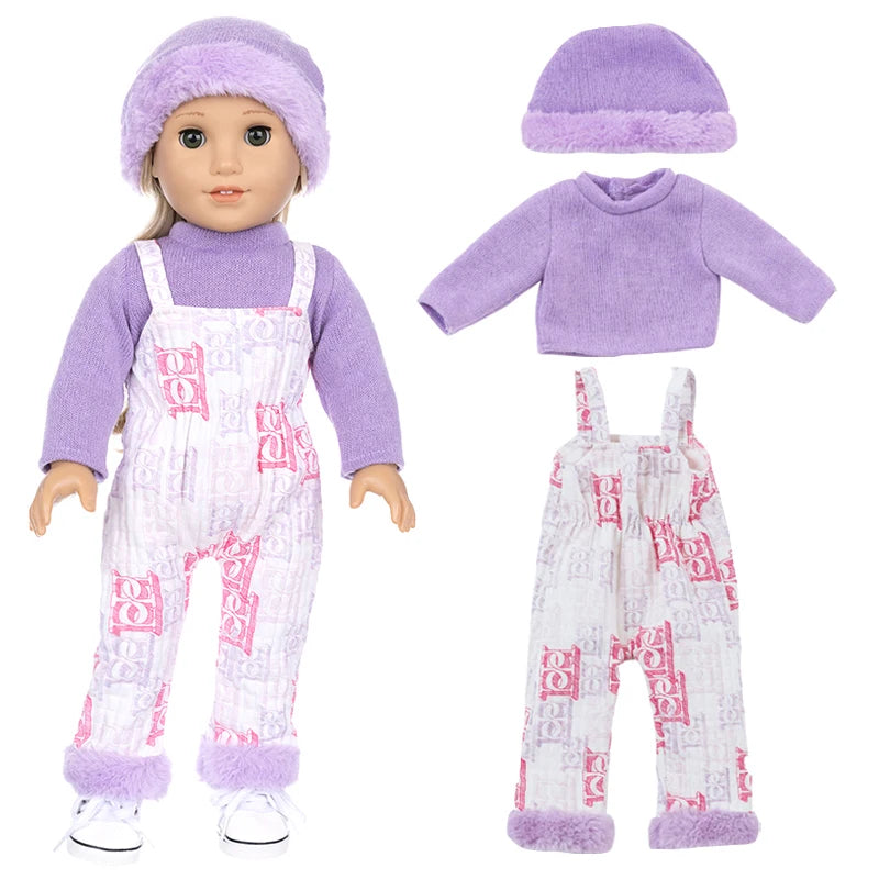 18 inch Girls Doll Winter Coat Dress Suit for 43cm Baby Doll Outfit Skirt