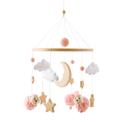 Baby Crib Mobile Bed Bell Rattle Toys Wooden Crochet Stars Pendant Bed Bell Toys Newborn Comfort Crib Bracket Hanging Toys Gifts