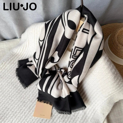 Liu jo luxury brand Women's Scarf with Tassel Long Winter Warm Shawl and Wrap Gifts Pashmina Scarves